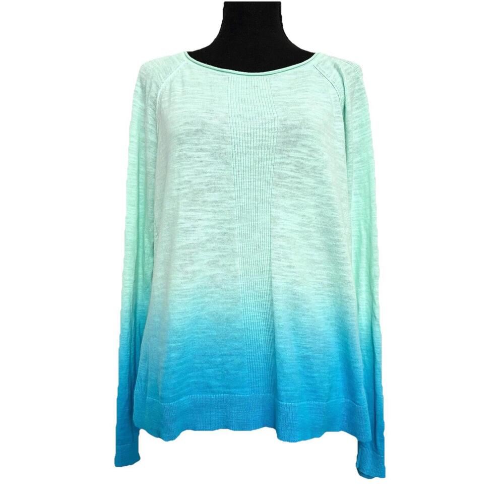 L-RL Lauren Active Ralph Lauren Ombré Cotton Sweater L Mint Turquoise Crewneck